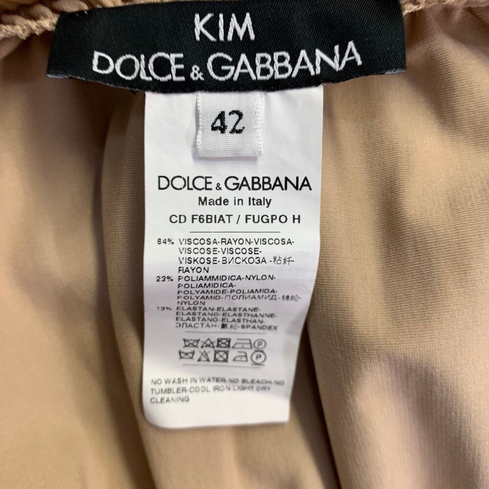 SS23 1990 Re-issue Size 6 Beige Viscose Blend Strapless Crop Top Dress Set - Picture 9 of 10